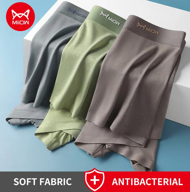 MiiOW 3Pcs Modal Men's Underwear Boxers - Antibacterial Hip Raise Sexy Boxershorts - ShopHub