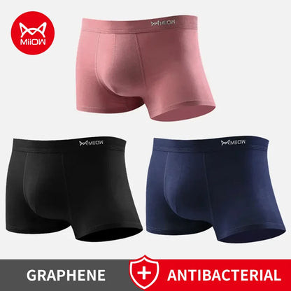 MiiOW Men's Antibacterial Boxer Briefs - 3Pcs Cotton Underwear with Graphene Technology - ShopHub