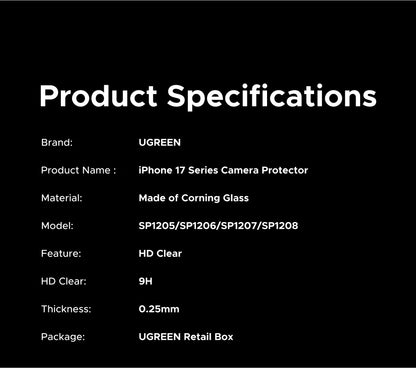 UGREEN Camera Lens Protector for iPhone 17 Models