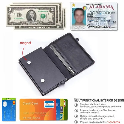 Anti Rfid Metal Business Card Holder Automatic Pop Up Case Men Trifold Coin Purse Small Carbon Visit Credit Cardholder for Men