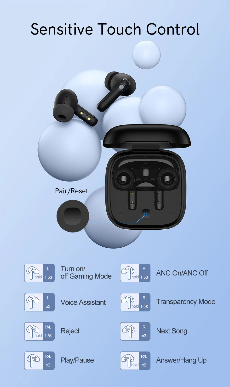 QCY T13 ANC Wireless Earphones Bluetooth 5.3 with 28dB Active Noise Cancellation and 4 Mics ENC for Low Latency TWS Experience - ShopHub