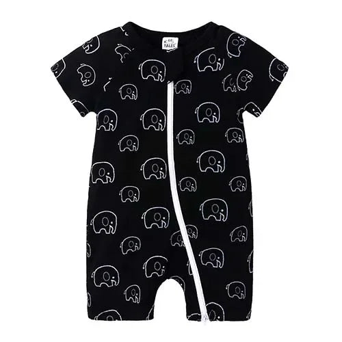 Kids Tales Summer Sprout Cotton-Stretch Double-Zip Romper