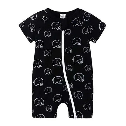 Kids Tales Summer Sprout Cotton-Stretch Double-Zip Romper