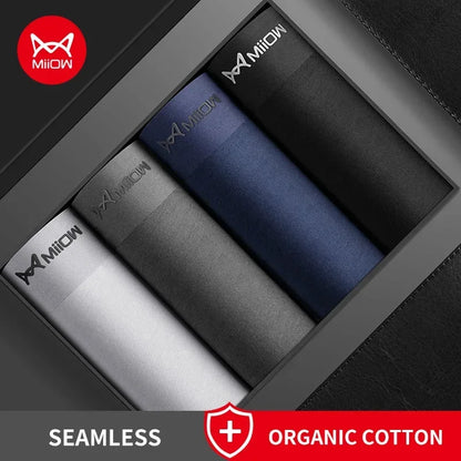 MiiOW Sexy Cotton Men Underpants - 4Pcs Graphene Antibacterial Breathable Boxer Briefs - ShopHub