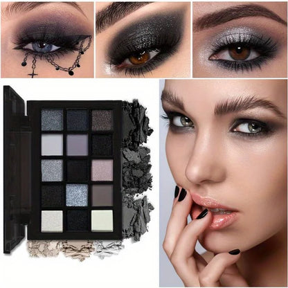 Black Smokey Eyeshadow Palette, 15 Colours
