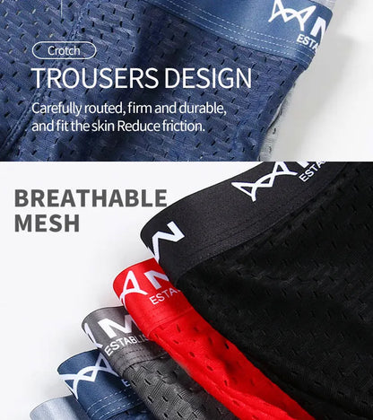 MiiOW Ice Silk Men Underwear - 3Pcs Sexy Mesh Breathable Boxer Shorts - ShopHub