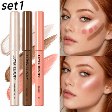 Set of three ShopHub NZ face makeup pens with precise applicators, ideal for contouring, highlighting, and concealer application.