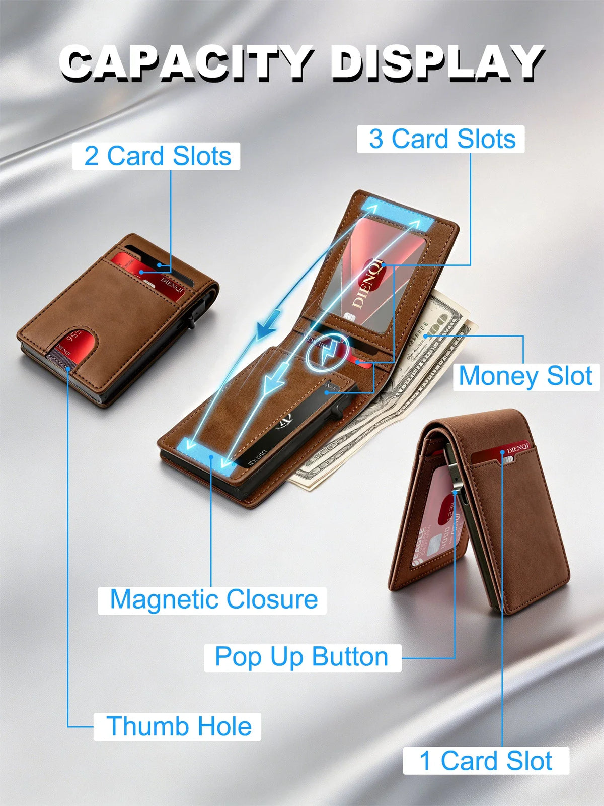 Carbon Fiber Wallet Magnetic Card Holder RFID Automatic Pop Up Case Id Bank Credit Cardholder Money Bag Bifold Wallets for Men