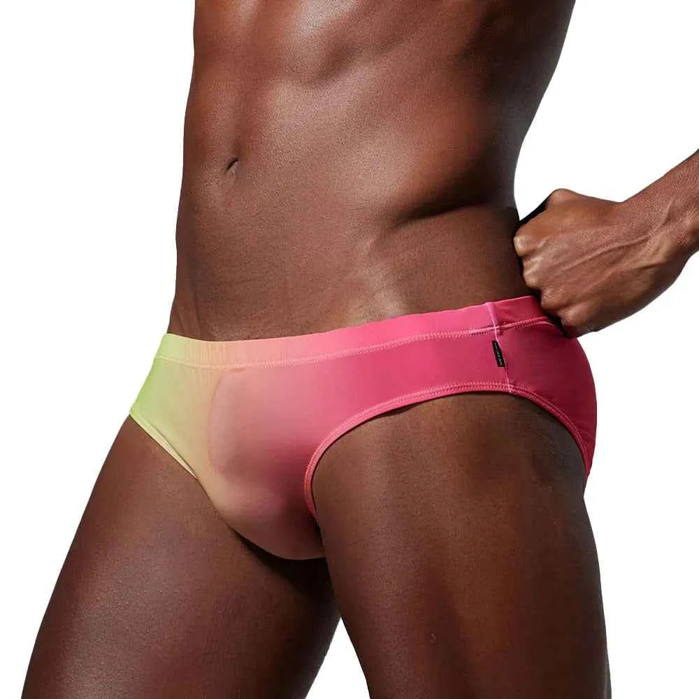 SEOBEAN Men's Trendy Triangle Underpants Sexy Tight Cartoon Style Gradient U Convex Pouch Tight Fit Pants