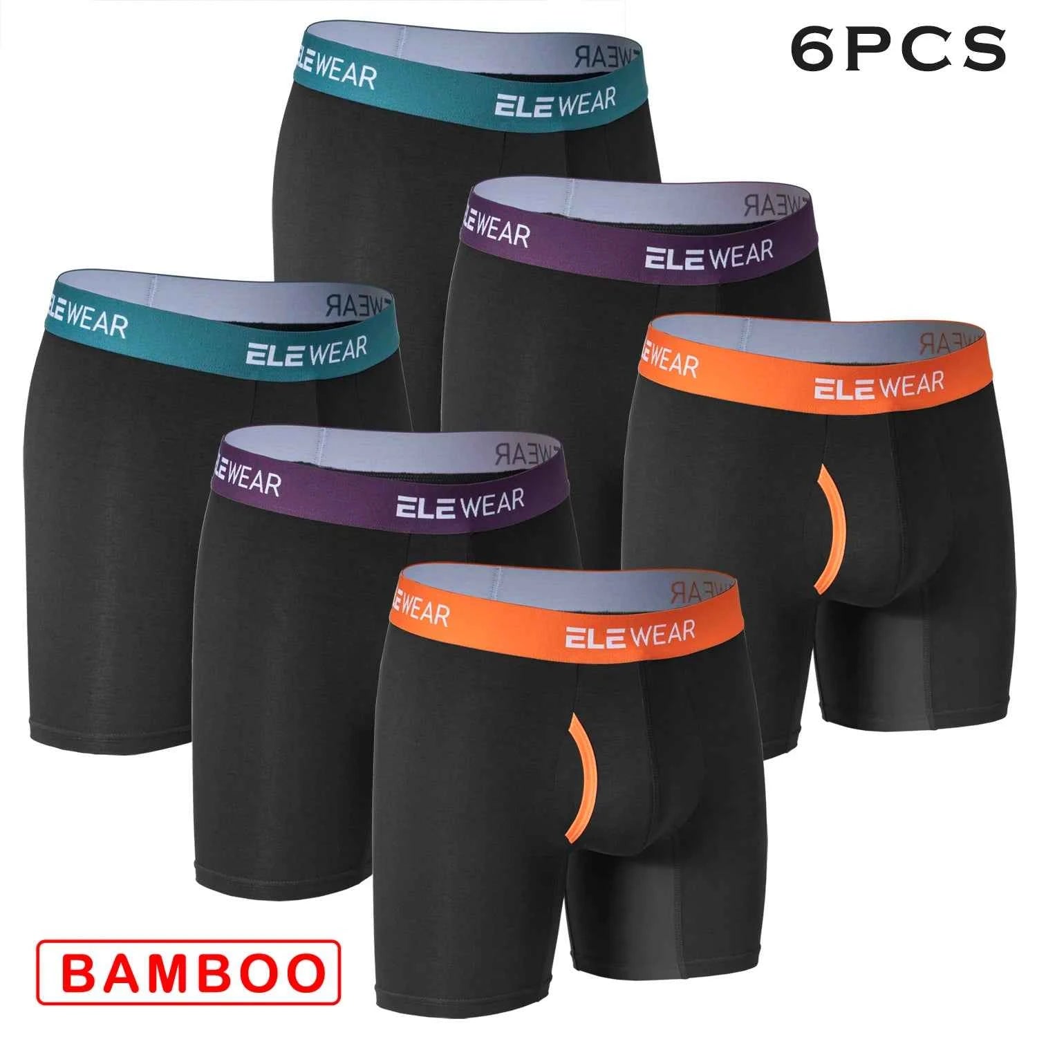 6 Pcs Bamboo Men's Underwear - Breathable Boxershorts with Opening, Plus Size Fashion Underwear