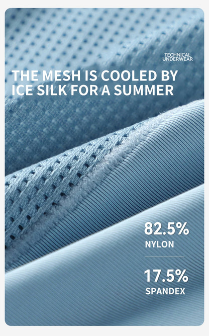 MIIOW Men's Breathable Underwear Set - Ice Silk Mesh Antibacterial Cotton Crotch Seamless Boxers - ShopHub