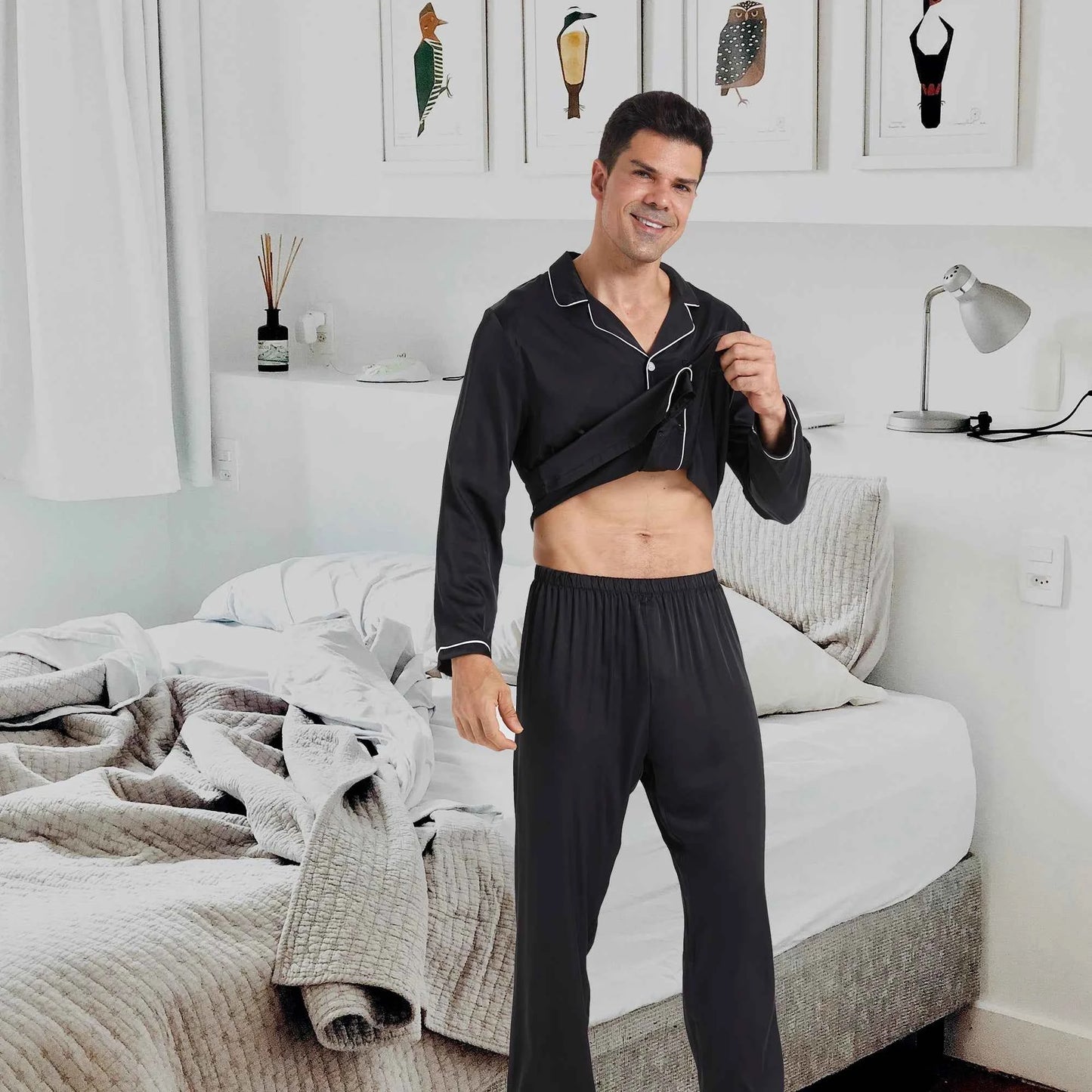 Ultimate Comfort with Men's Silk Satin Pajamas Set – Luxury Loungewear for Relaxation