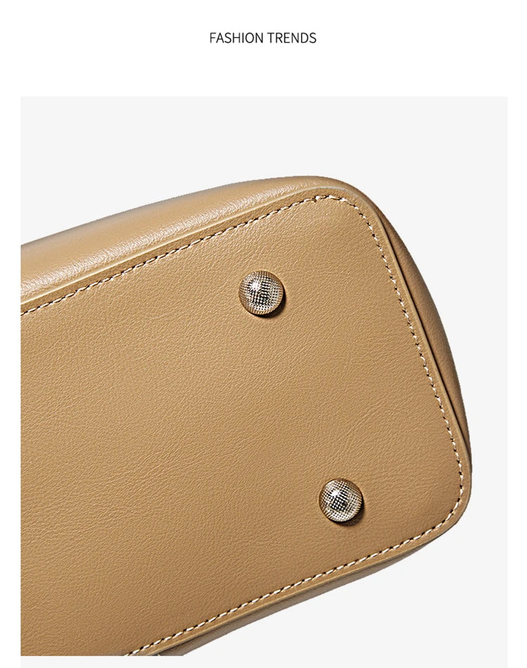 FOXER Soft Leather Handbag Women's Shoulder Bag Cowhide Leather Female Tote Bag Commute Large Capacity Luxury Bucket Bag Purse