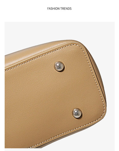 FOXER Soft Leather Handbag Women's Shoulder Bag Cowhide Leather Female Tote Bag Commute Large Capacity Luxury Bucket Bag Purse