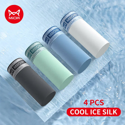 MiiOW Ice Silk Men's Underwear 4Pcs Boxer Trunks - ShopHub