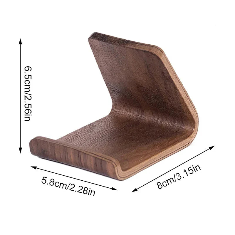 Habicare 9eight5 wooden phone and business card holder in two designs, featuring a sleek, natural wood finish and compact storage.