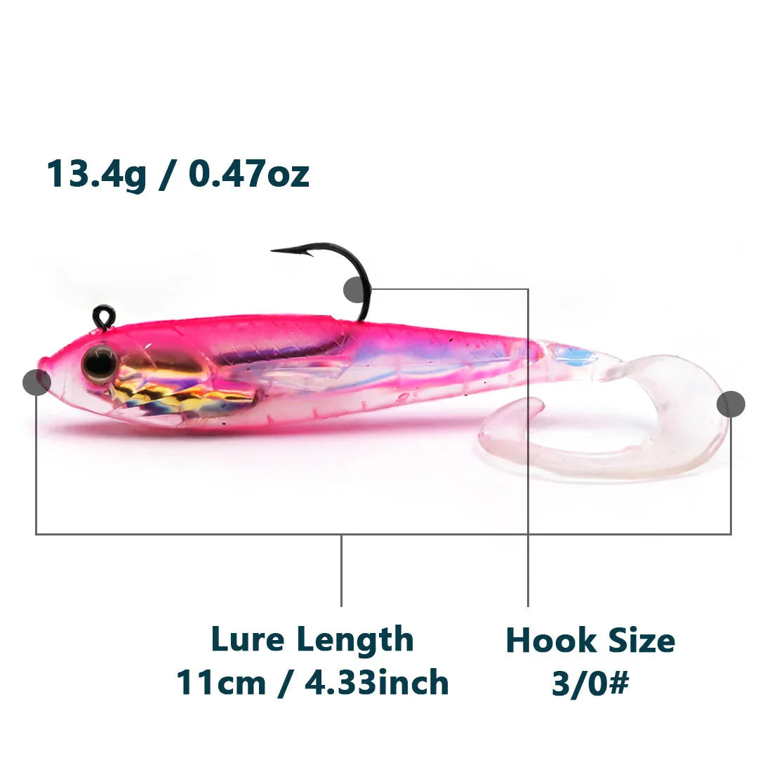 Habicare soft fishing lures with lead head jigs in various colors, designed for bass and trout fishing.