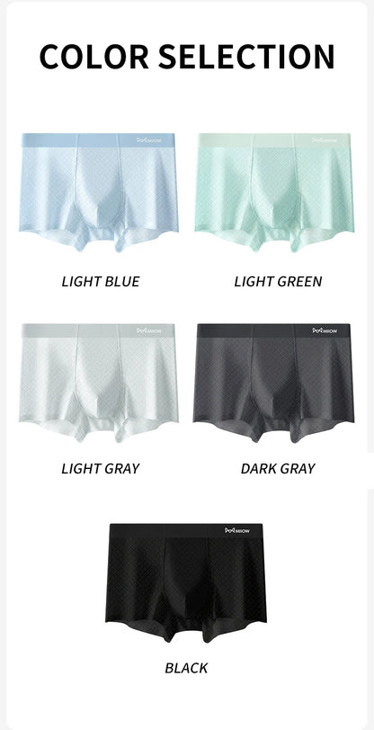 MiiOW Men's Ice Silk Underwear 3Pcs 7A Antibacterial Breathable Briefs - ShopHub