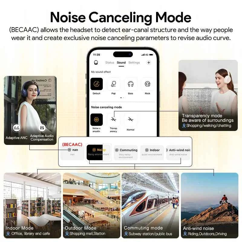 QCY H3 ANC Wireless Headphones with 43dB Hybrid Active Noise Cancellation and 60H Playtime