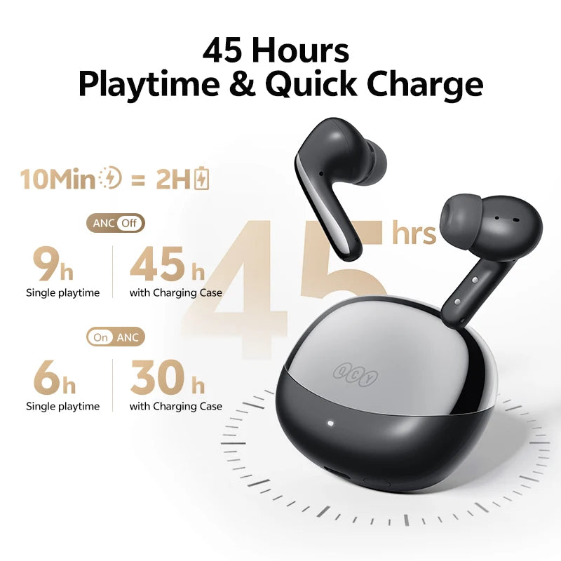 QCY MeloBuds N60 Wireless Earphone - Bluetooth 6.0, Bass Boost, Hi-Res Audio, Hybrid ANC, 45Hrs Playback - ShopHub