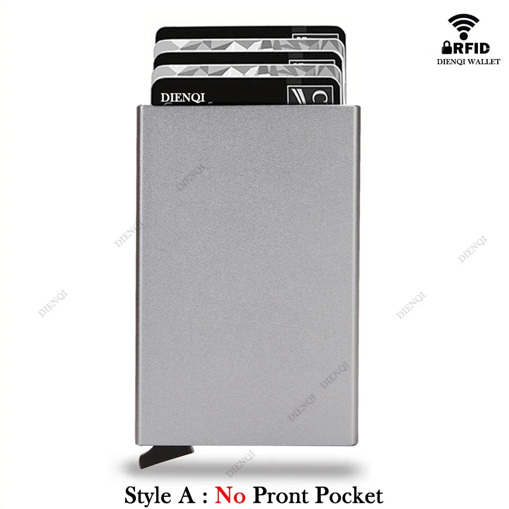 Rfid Smart Bank Credit Card Holder Wallet Metal Thin Slim Men Wallets Pop Up Minimalist Wallet Black Metal Bank Cardholder Case
