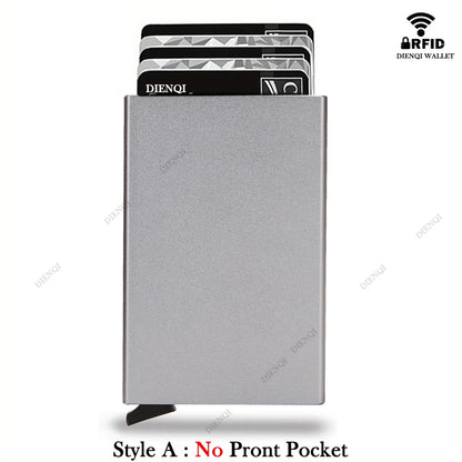 Rfid Smart Bank Credit Card Holder Wallet Metal Thin Slim Men Wallets Pop Up Minimalist Wallet Black Metal Bank Cardholder Case