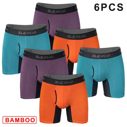 6 pcs Bamboo Men's Underwear - Breathable Boxershorts with Opening