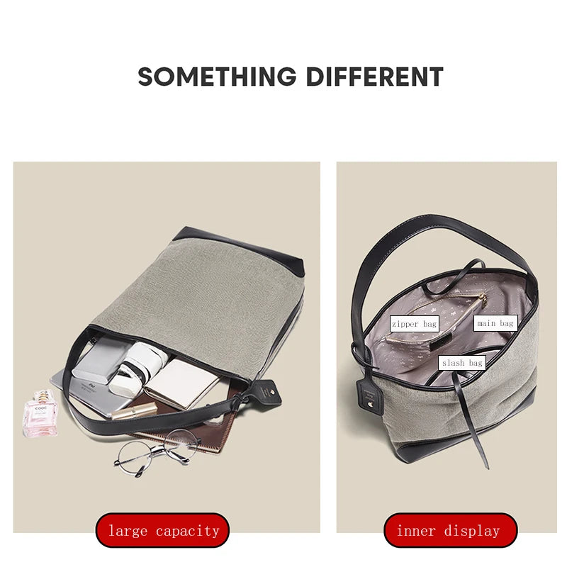 FOXER Fabric Tote Bag for Women's 2026 Spring Summer Versatile Large Capacity Female Shoulder Handbag Canvas Bag