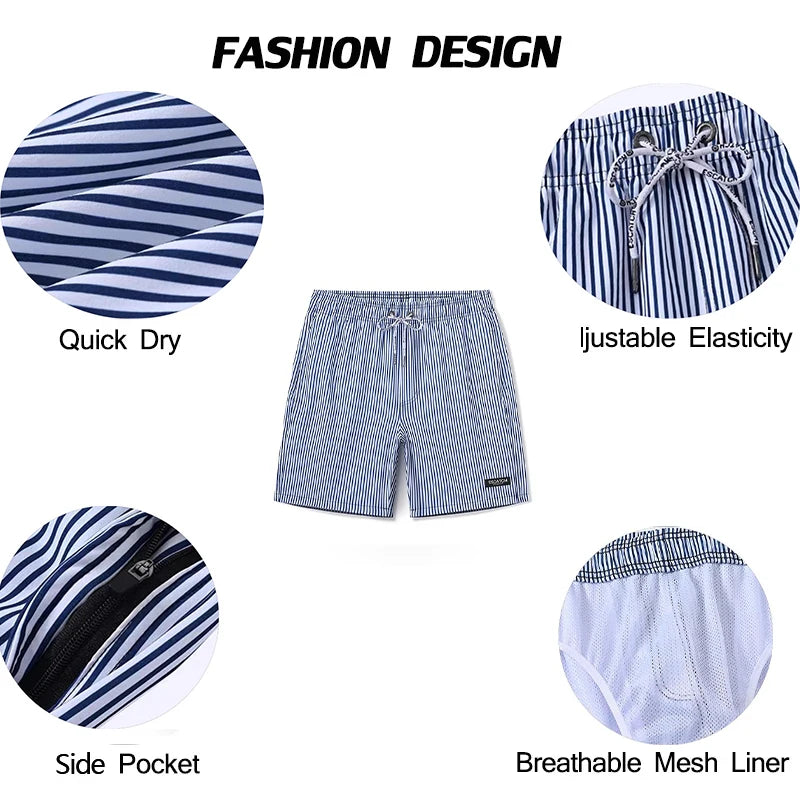 Men's Datifer Summer Boardshorts with breathable mesh lining, elastic waist, side pockets, ideal for gym or beachwear.