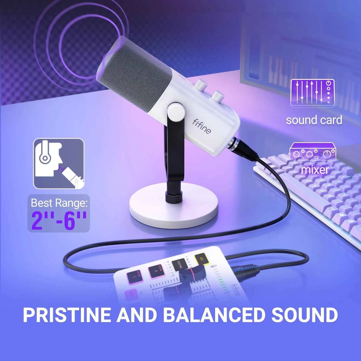 FIFINE XLR/USB Dynamic Microphone with Headphone Jack/RGB/Mute,MIC for Recording Streaming Gaming PS4/PS5 Ampligame AM8W