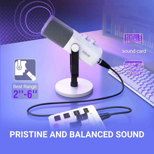 FIFINE XLR/USB Dynamic Microphone with Headphone Jack/RGB/Mute,MIC for Recording Streaming Gaming PS4/PS5 Ampligame AM8W