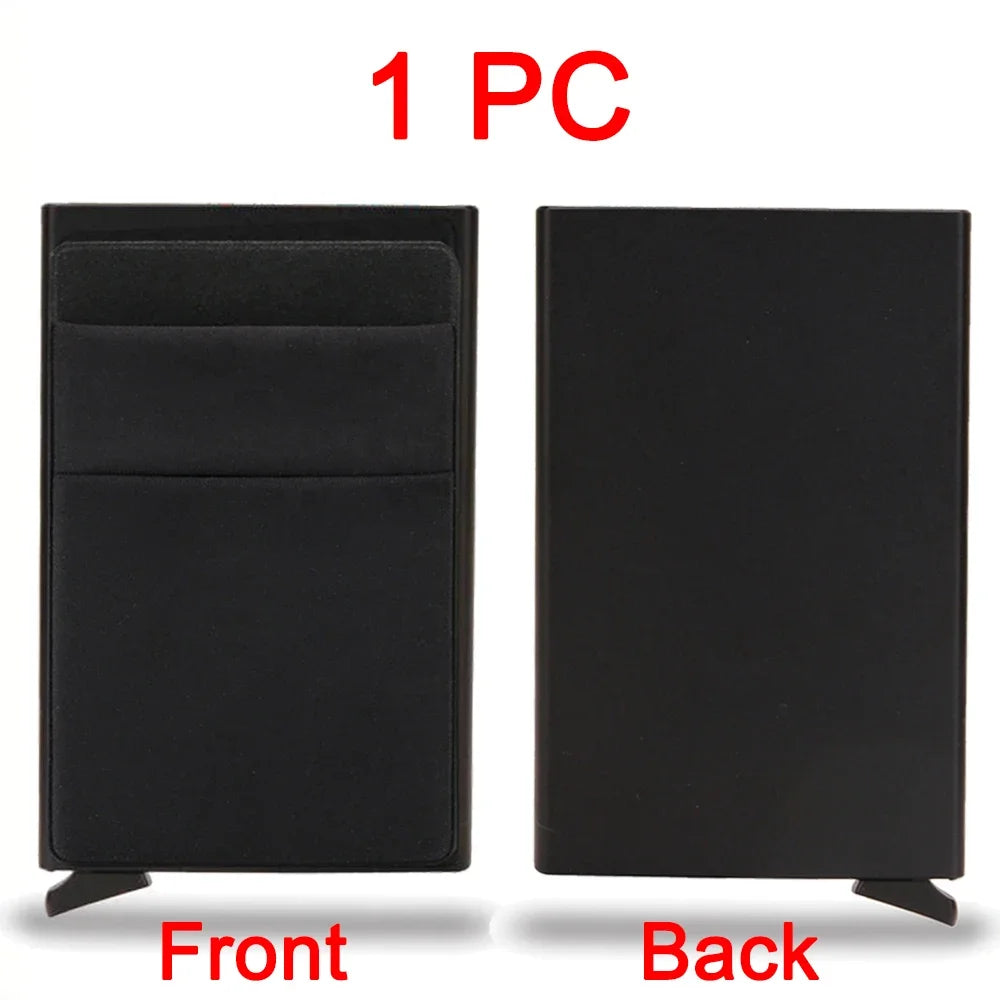 Rfid Smart Bank Credit Card Holder Wallet Metal Thin Slim Men Wallets Pop Up Minimalist Wallet Black Metal Bank Cardholder Case