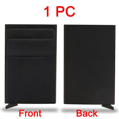Rfid Smart Bank Credit Card Holder Wallet Metal Thin Slim Men Wallets Pop Up Minimalist Wallet Black Metal Bank Cardholder Case