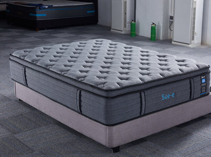 Comfortably 7 Zones Pocket Spring Mattress by sue-e furniture with a plush fabric cover and supportive design.