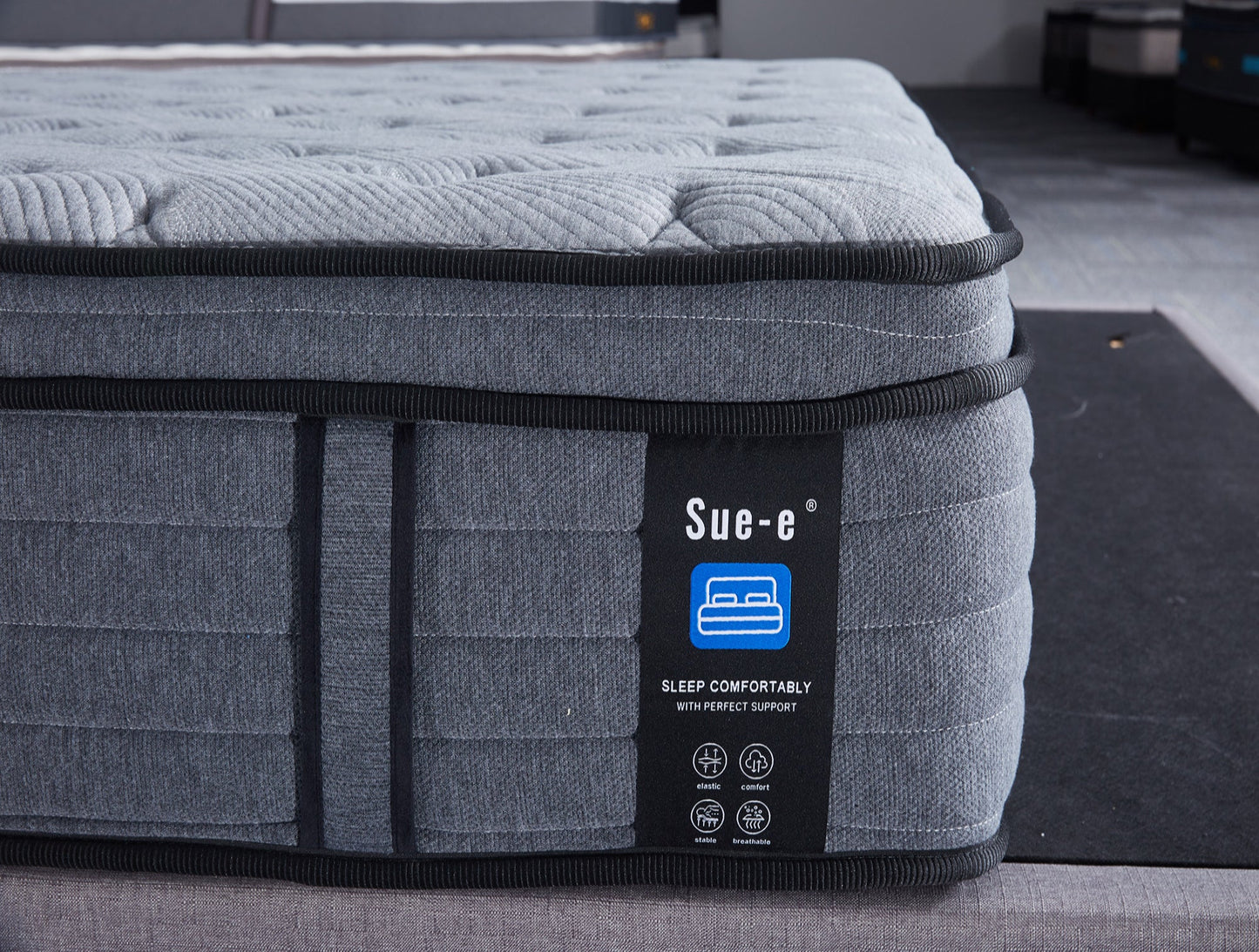 Comfortably 7 Zones Pocket Spring Mattress by Sue-E Furniture, showcasing plush surface with detailed pocket spring design.