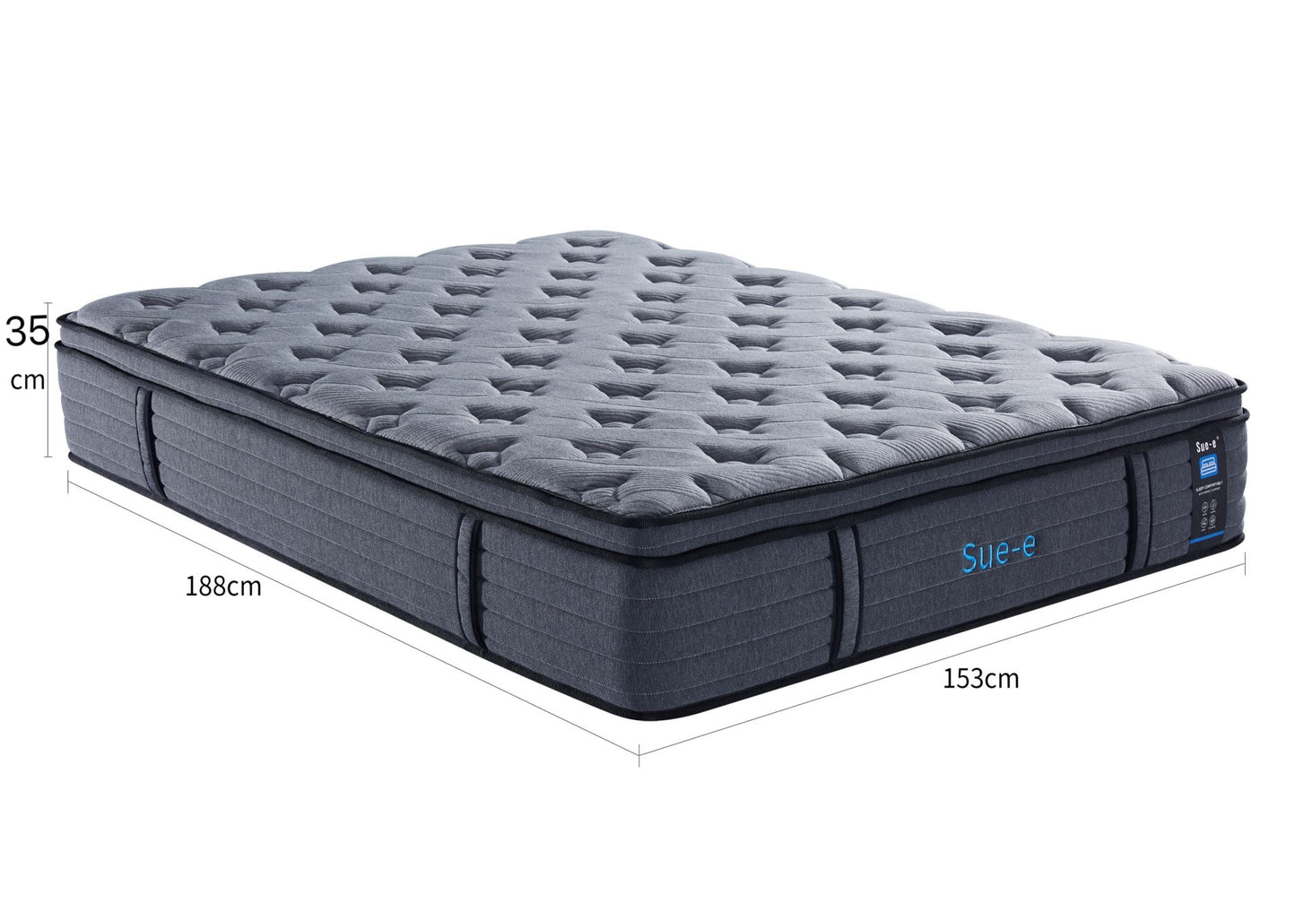 Comfortably 7 Zones Pocket Spring Mattress by sue-e furniture with plush fabric cover and multiple zones for optimal support.