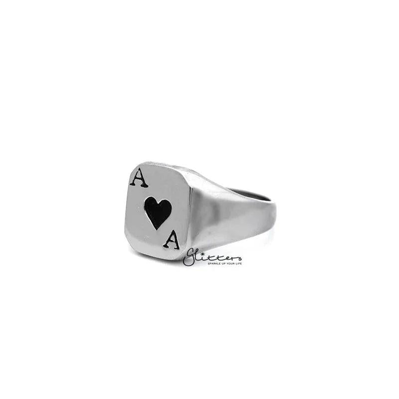Stainless Steel Hearts Ace Casting Men's Rings.