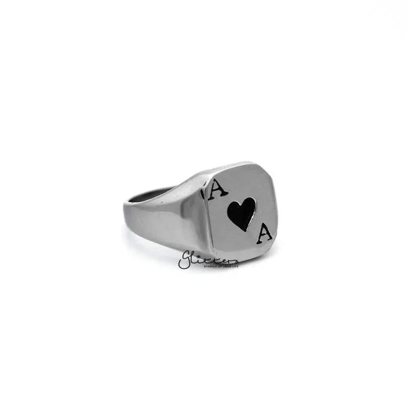 Stainless Steel Hearts Ace Casting Men's Rings.