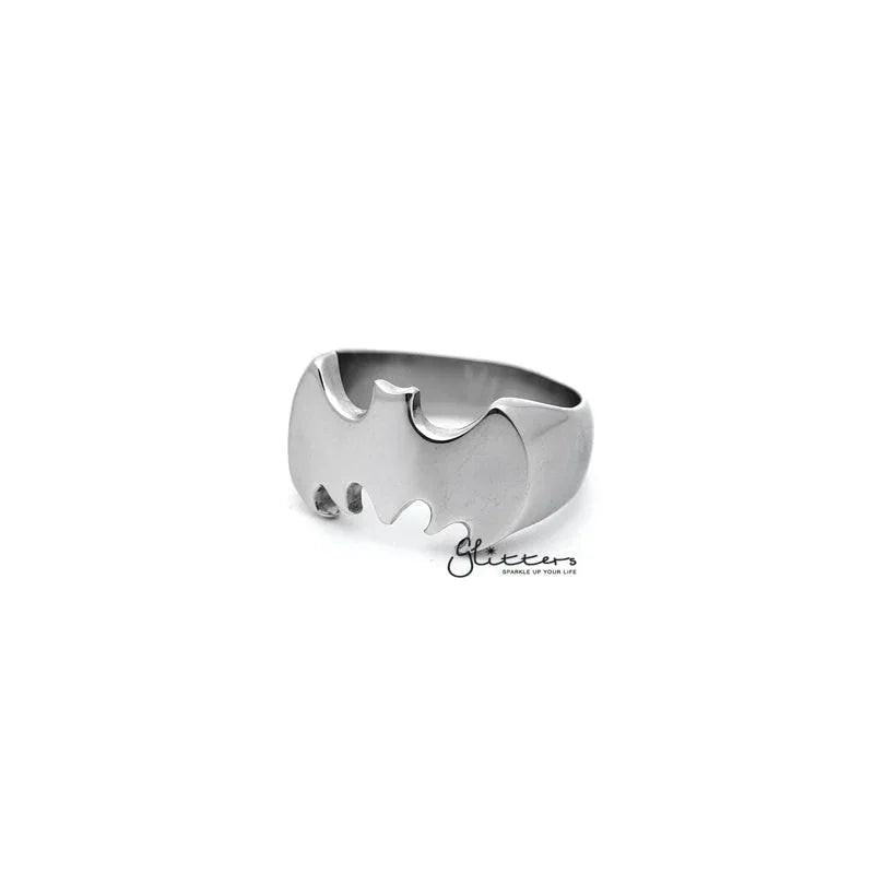 Stainless Steel Glossy Batman Casting Men's Rings - Silver.