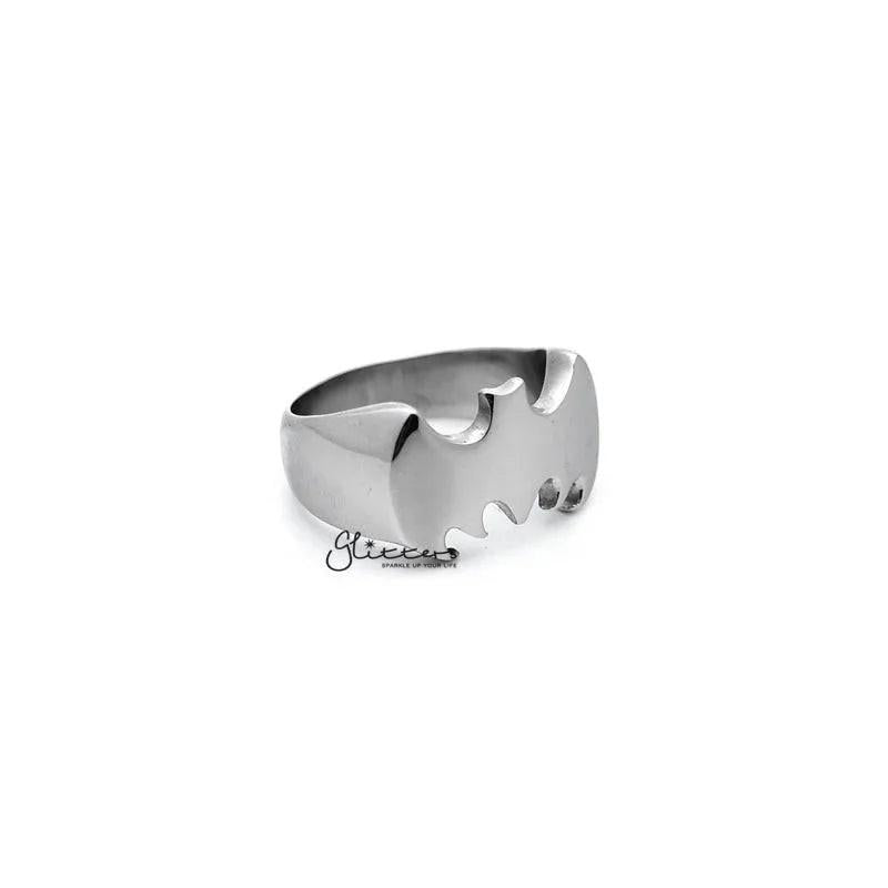 Stainless Steel Glossy Batman Casting Men's Rings - Silver.