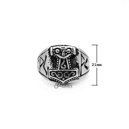 Antiqued Stainless Steel Thor Casting Men's Rings