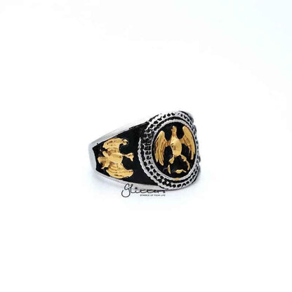 Men's Antiqued Stainless Steel Two Tone Eagle Casting Rings