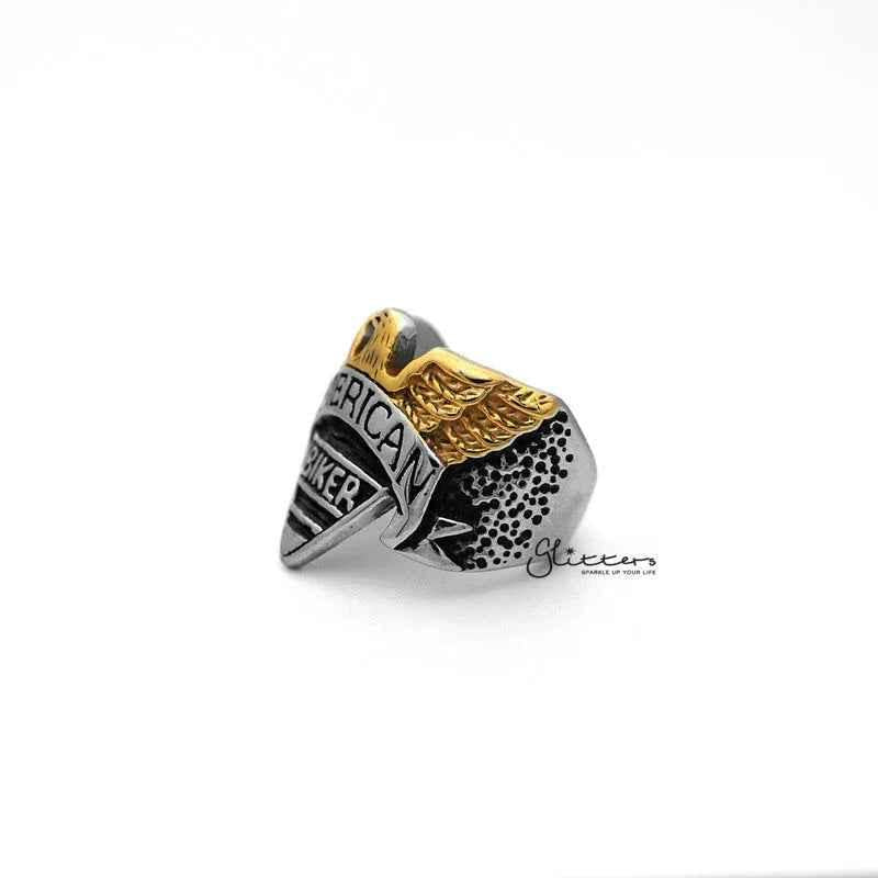 Stainless Steel Eagle with "AMERICAN BIKER" Casting Men's Rings