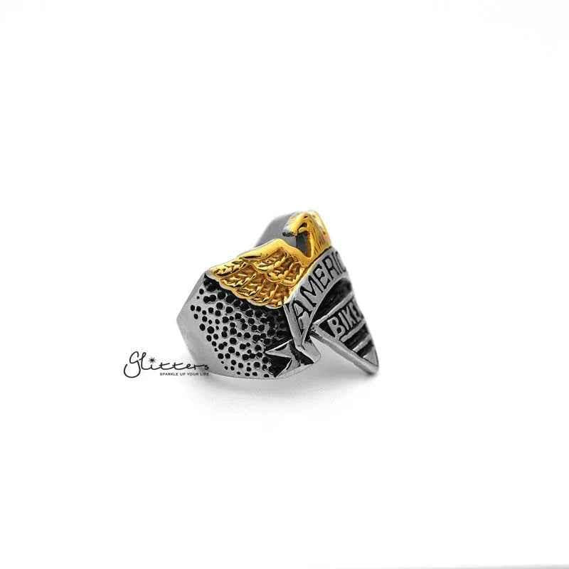 Stainless Steel Eagle with "AMERICAN BIKER" Casting Men's Rings