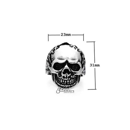 Men's Antiqued Stainless Steel Skull Casting Rings