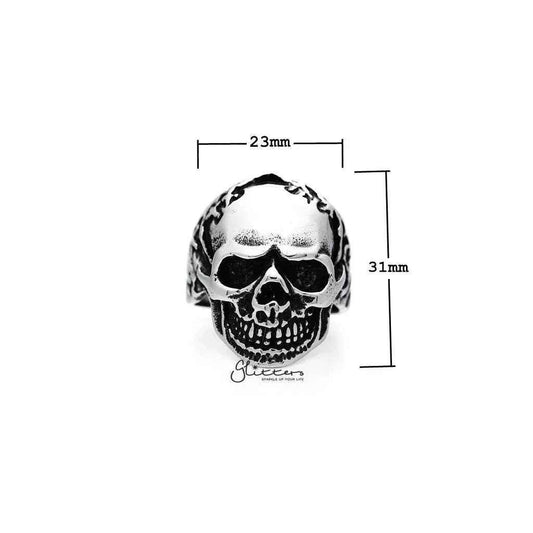 Men's Antiqued Stainless Steel Skull Casting Rings