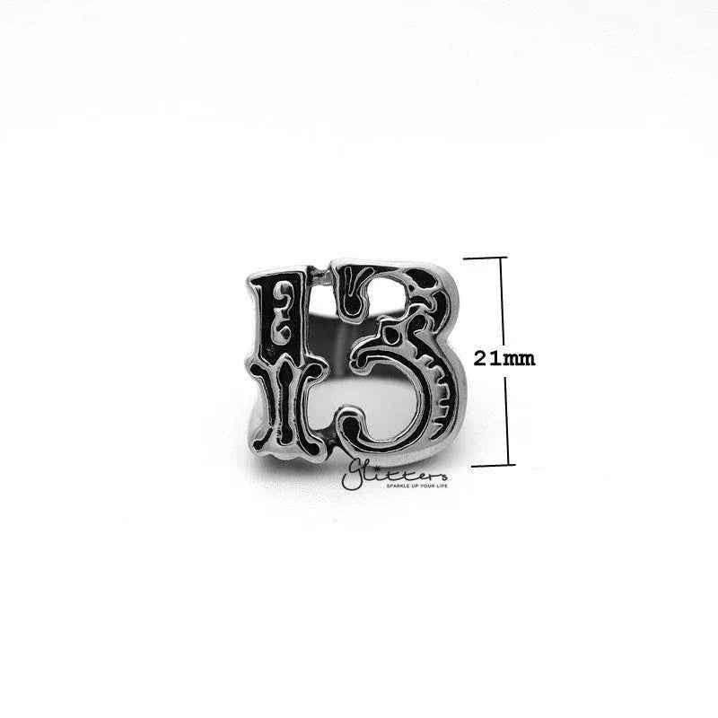 Stainless Steel Hollow Number #13 Casting Men's Rings