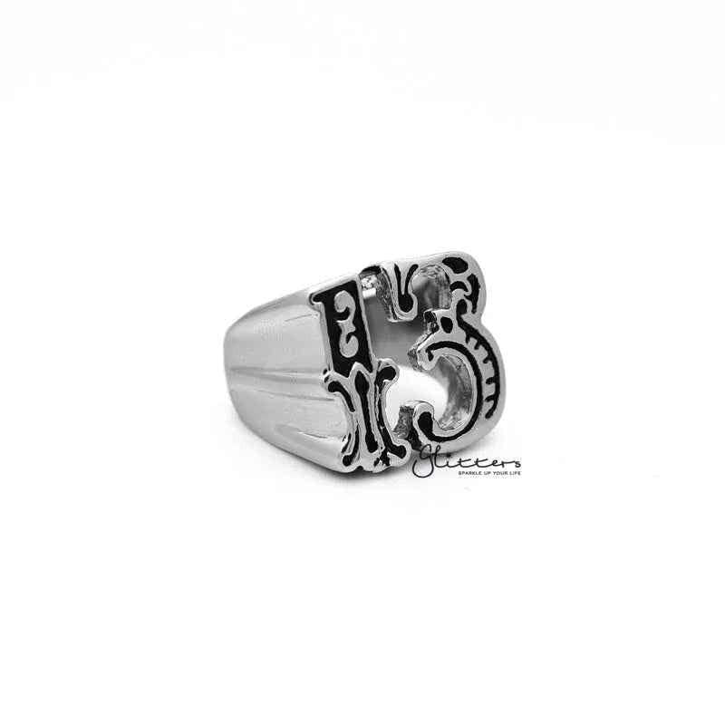 Stainless Steel Hollow Number #13 Casting Men's Rings