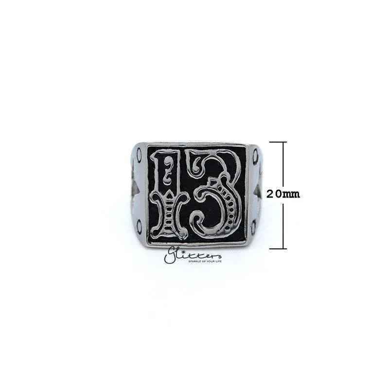 Stainless Steel Antiqued Number #13 Casting Men's Rings