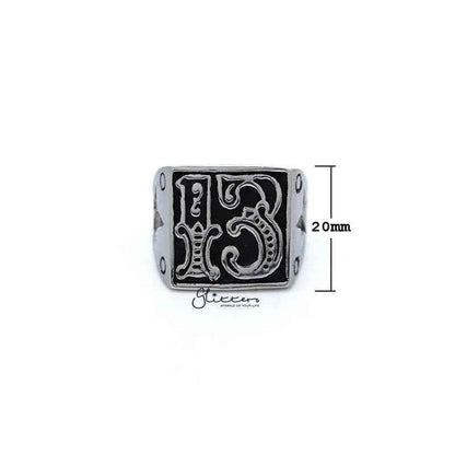 Stainless Steel Antiqued Number #13 Casting Men's Rings